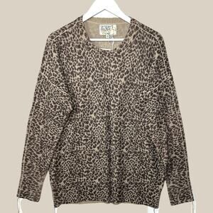 Sandrine Rose Wool Cashmere Blend Leopard Print Sweater Women Small NWT Braid